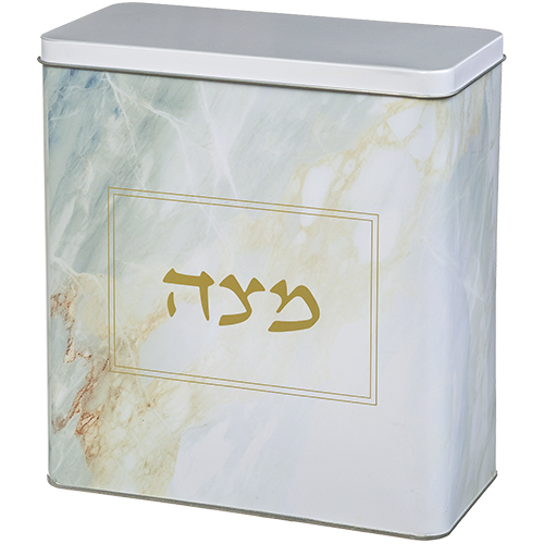 קופסת פח למצות מהודרת שיש זהב 20.5X19 ס